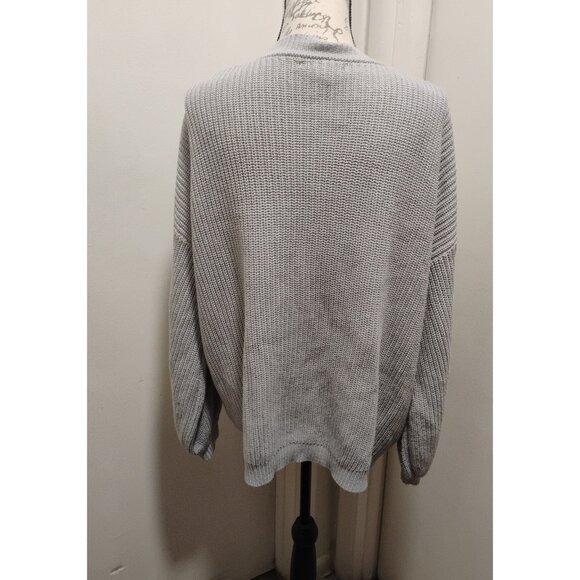 FOREVER 21 Women's Gray Long Sleeve Cardigan V Neck Button Front Pocket Large - Picture 10 of 15